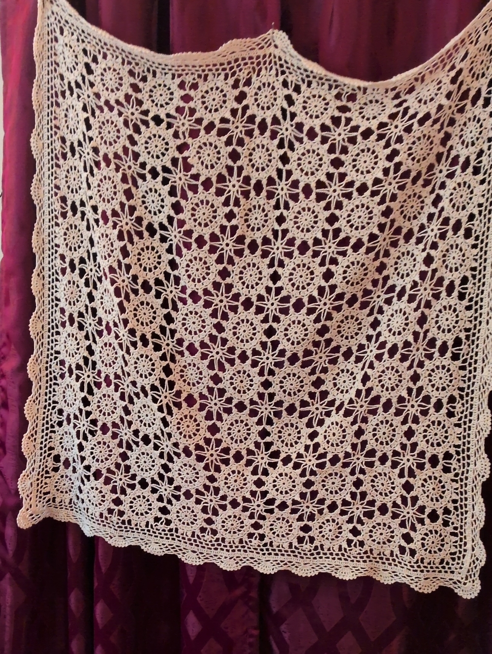 Vintage Hand Crochet Small Table Cloth